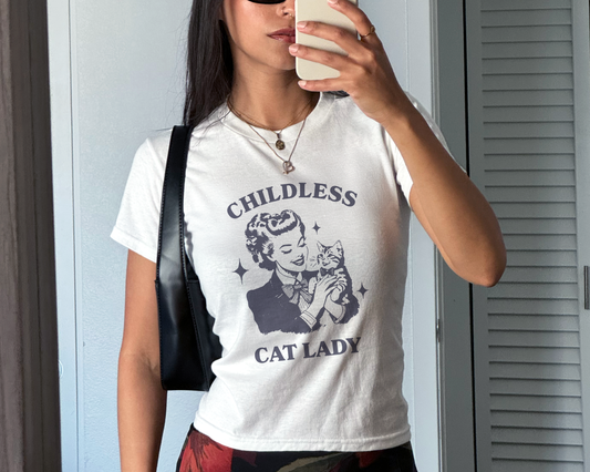 Childless Cat Lady Cotton Baby Tee