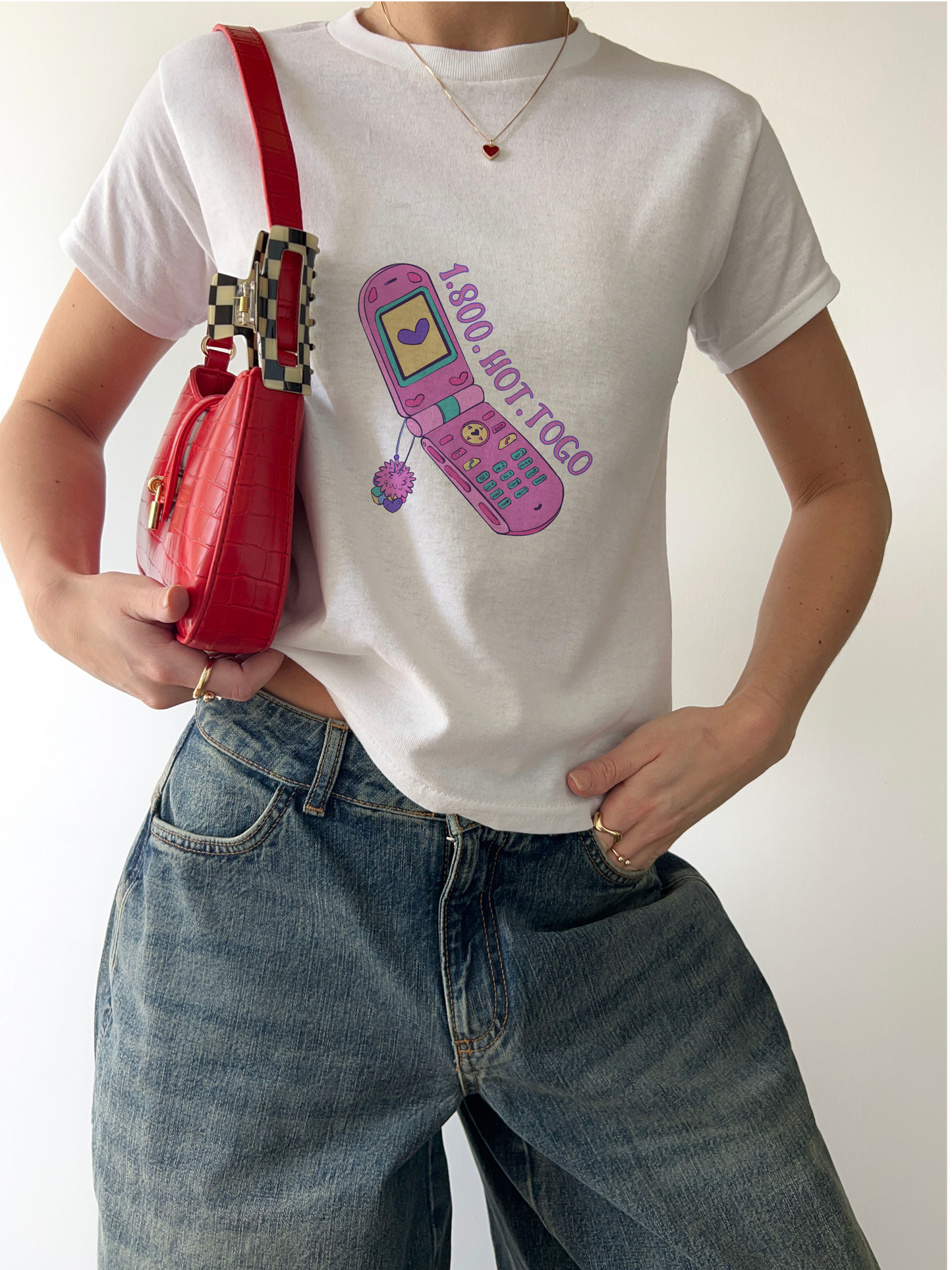 Hot-to-go! 90s Cell Phone Chappell Roan Cotton Baby Tee.