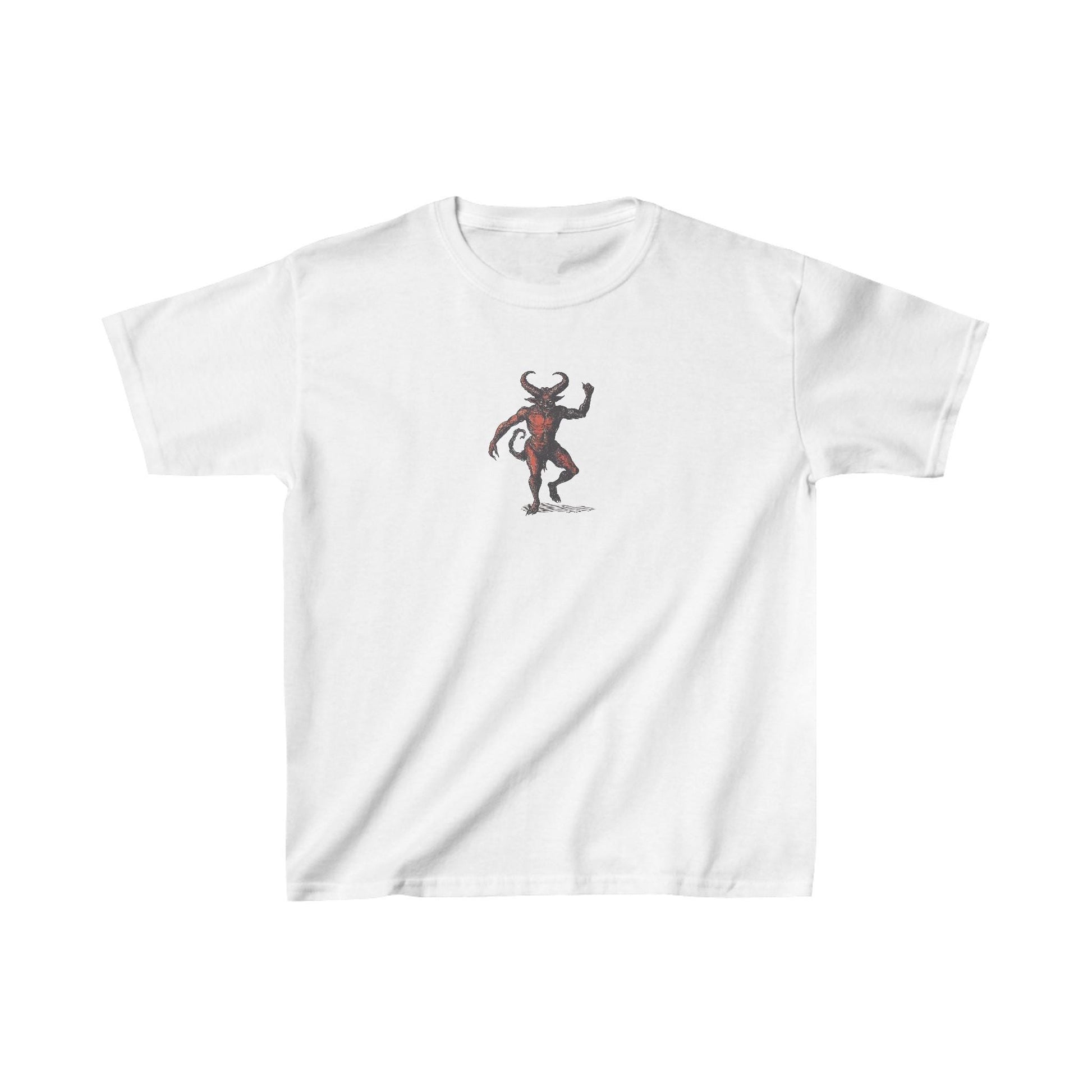 Y2K Vintage Dancing Devil Baby Tee Cotton, Cute Funny Casual, 90’s Graphic Shirt tshirt T-shirt, angel devilish retro