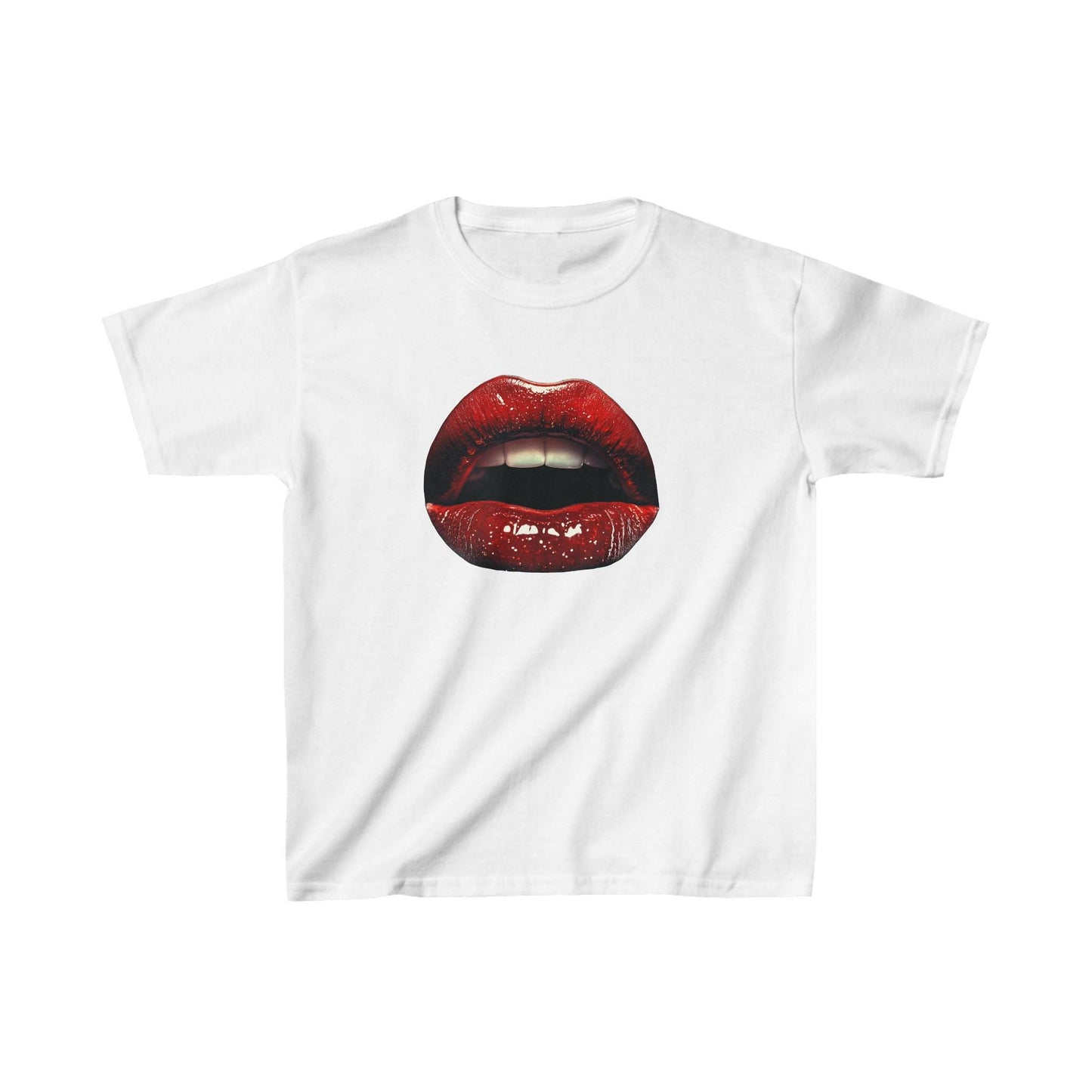 Y2K Vintage Rocky Horror Baby Tee Cotton, Cute funny casual, graphic shirt tshirt T-shirt, glitter lips smile retro