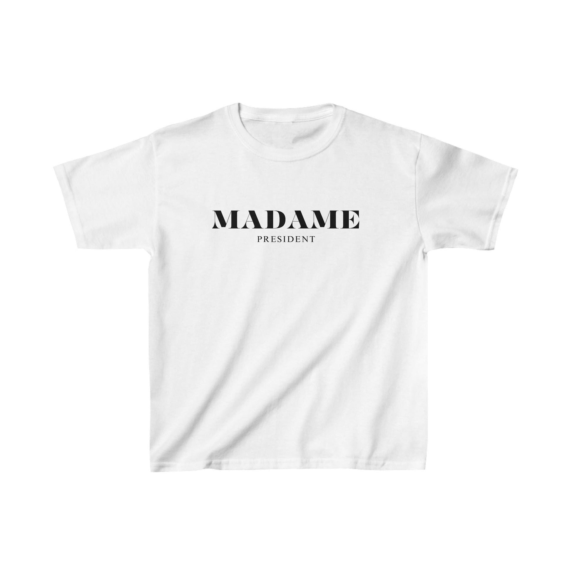 Madame President, Baby Tee Cotton, women supporting women, Cute funny casual, graphic shirt, tshirt T-shirt, minimalist Kamala Harris