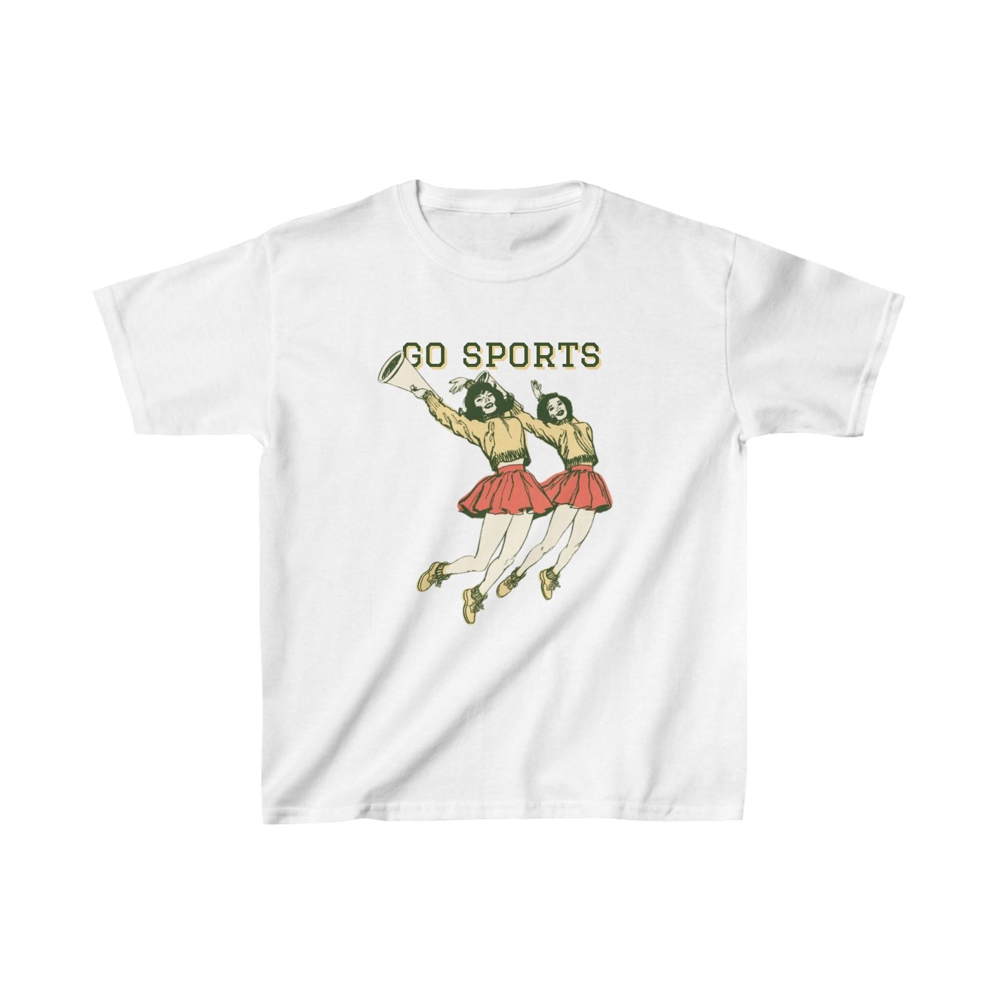 GO SPORTS, Vintage cheerleader, funny university, football soccer, Baby Tee Cotton, Cute casual, graphic shirt Tshirt, 50s 60s retro