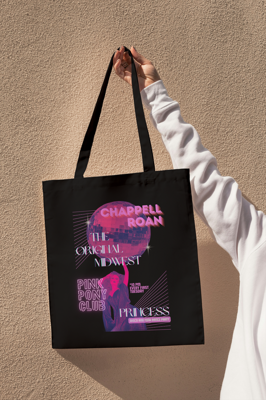 Pink Pony Club, Concert Poster, Chappell Roan Cotton Canvas Tote Bag