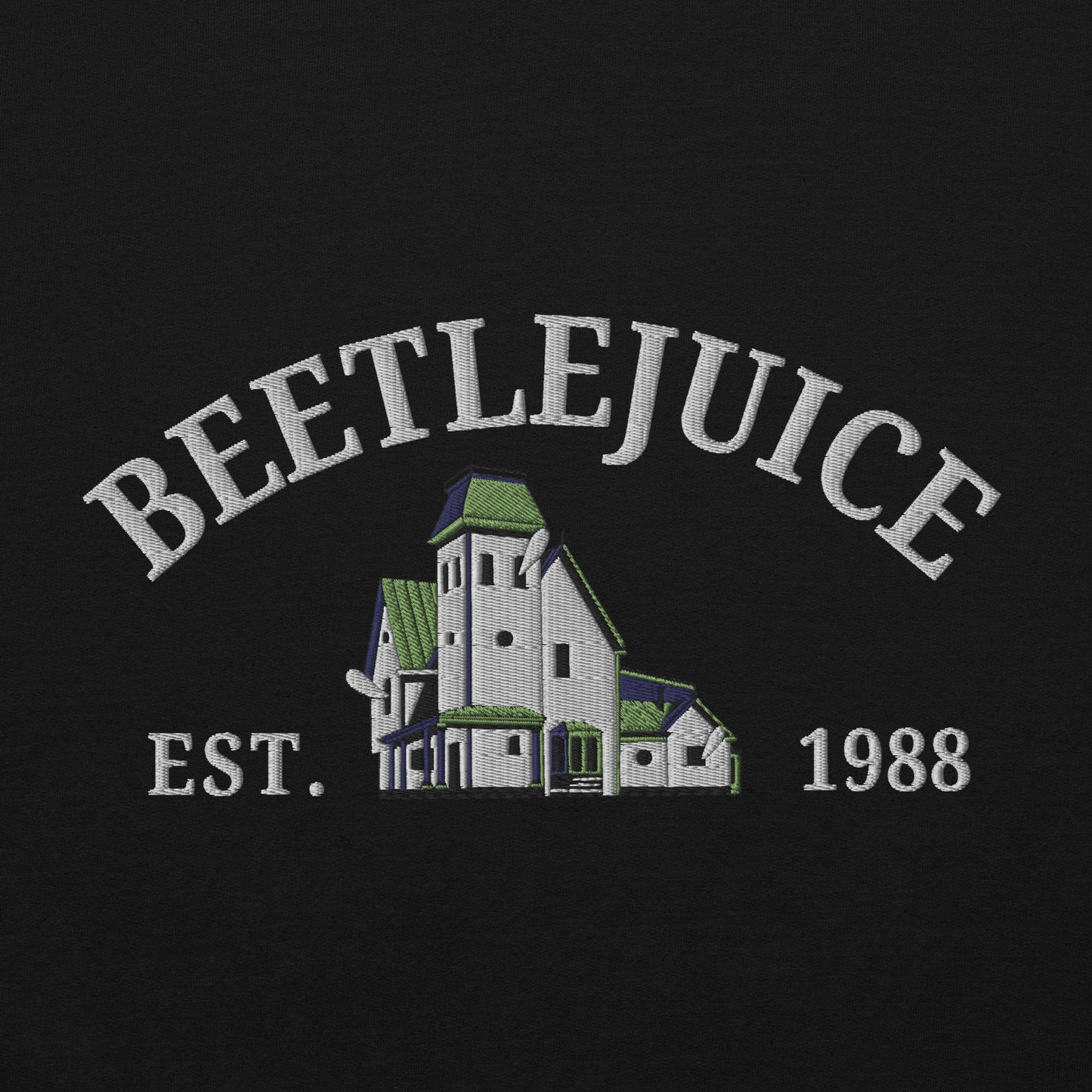 Embroidered Beetlejuice Haunted House Unisex Sweatshirt